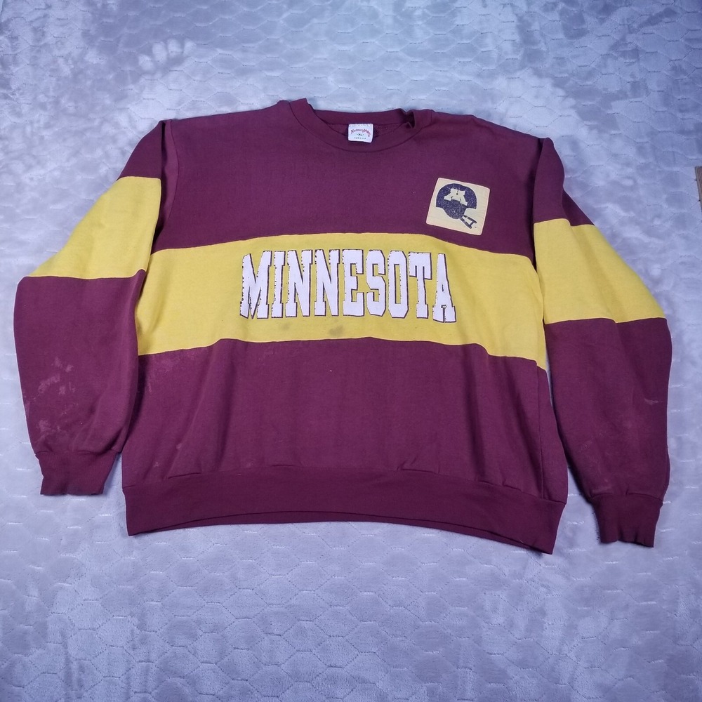 VTG Nutmeg Minnesota Golden Gophers Sweatshirt Sz XL STAINED WORN THRASHED